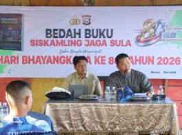 Tumbuhkan Semangat Literasi di Lingkungan Polri, Polres Kepulauan Sula Gelar Bedah Buku Siskamling Jaga Sula